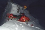 Firecat Loftskörðun. Skaflinn þar er nú óvenju brattur.